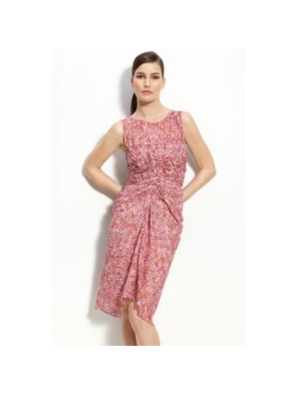 BCBGMaxAzria Pink Printed Twist-Front Sheath Dress Size 4